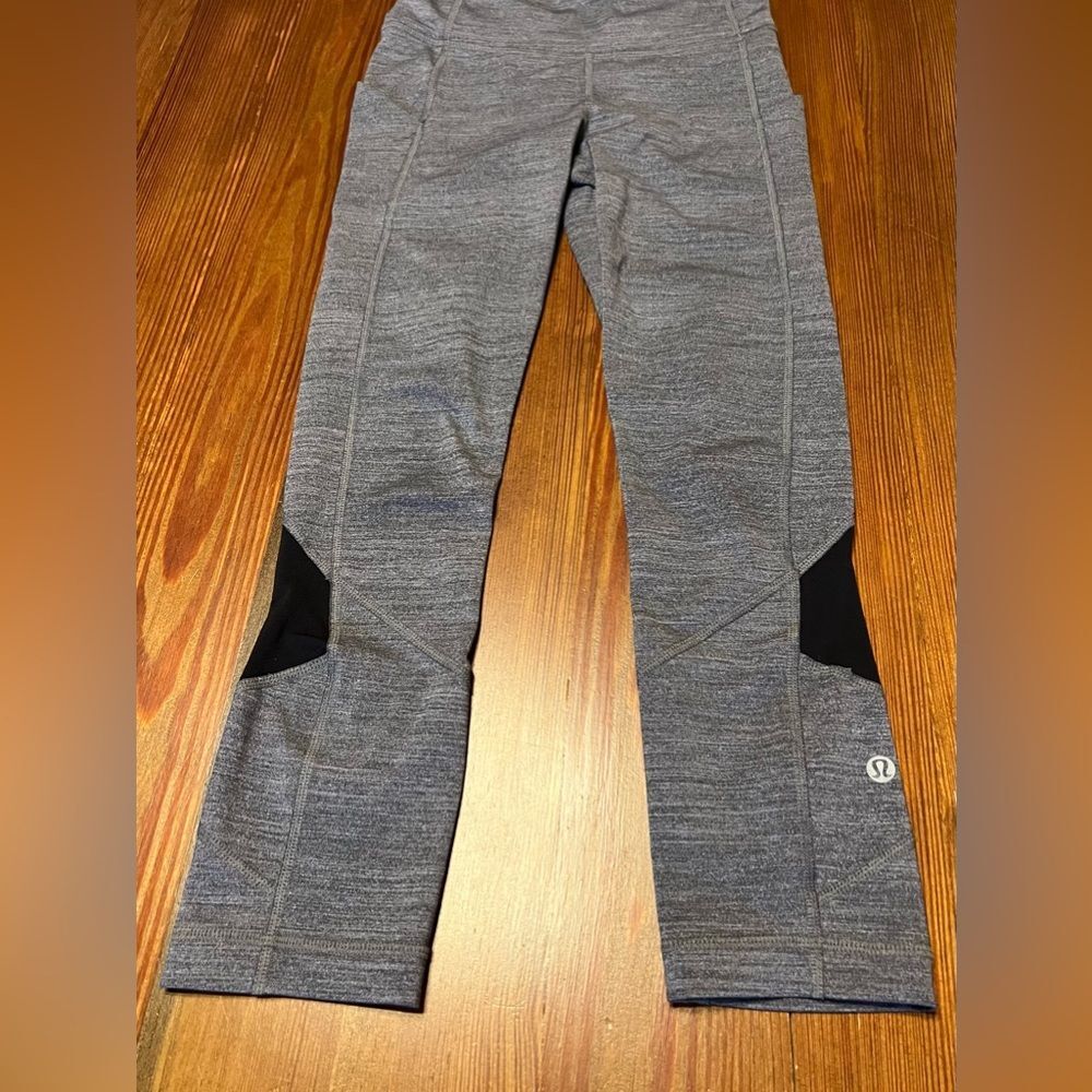 Lululemon All The Right Places Crop II Gray‎ Space Dye Mesh Leggings Size 2